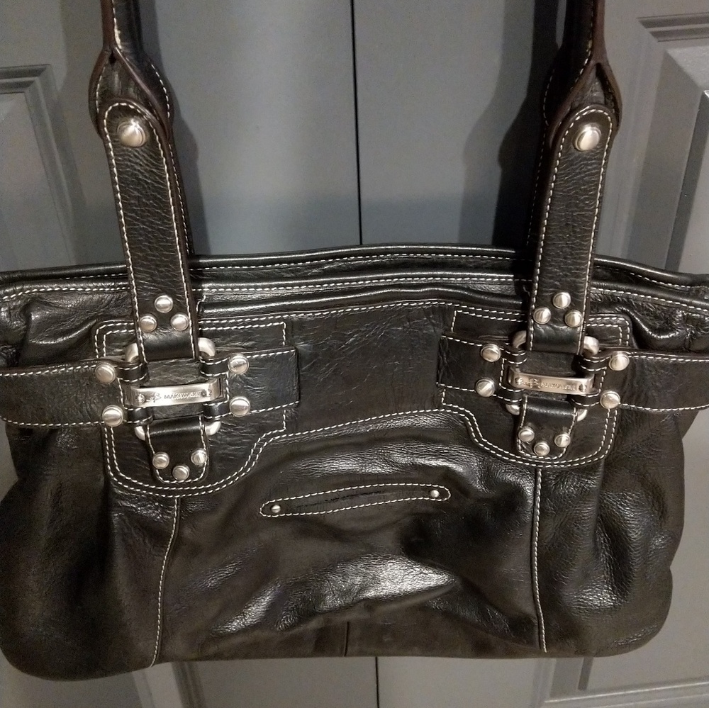 B Makowsky Black Medium Satchel